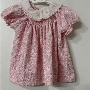 Pink Floral Baby Dress 80’s 90’s smocked